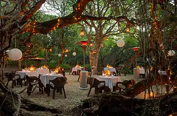 Enjoy dinner in the magical boma at Grootbos Forest Lodge