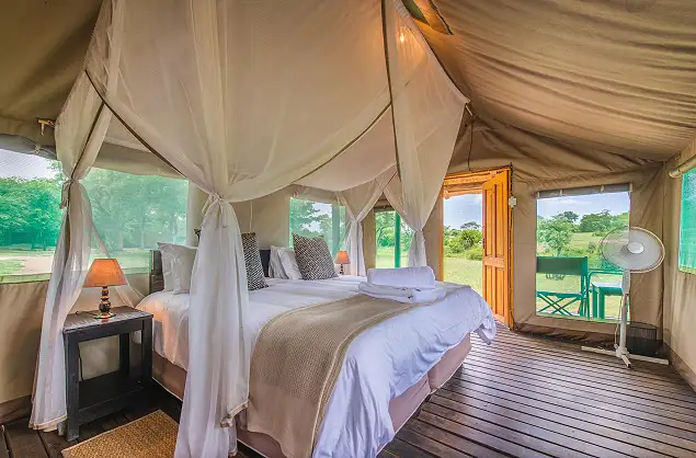 Safari tent interiors at Shindzela Camp