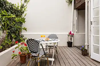 Private patios at Nicol Street Heritage Cottages