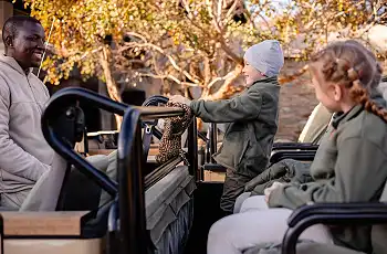 Kids on a game drive, Kapama Game Reserve
