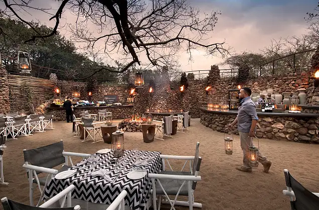 Phinda Mountain Lodge evening around the boma