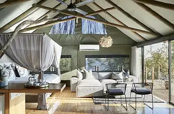 Luxurious safari tents at Victoria Falls River Lodge