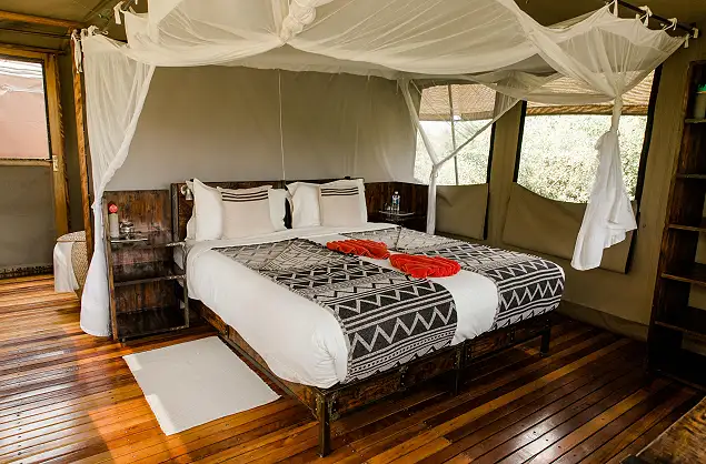 Luxurious tents at Sango Safari Camp