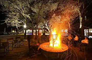 Enjoy a bonfire by the boma that evening