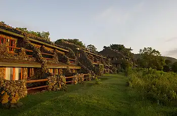 Ngorongoro Serena Safari Lodge in the golden sunset glow