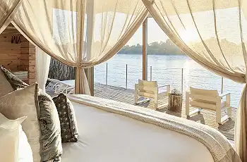 Room with a view across the Zambezi River, Victoria Falls River Lodge