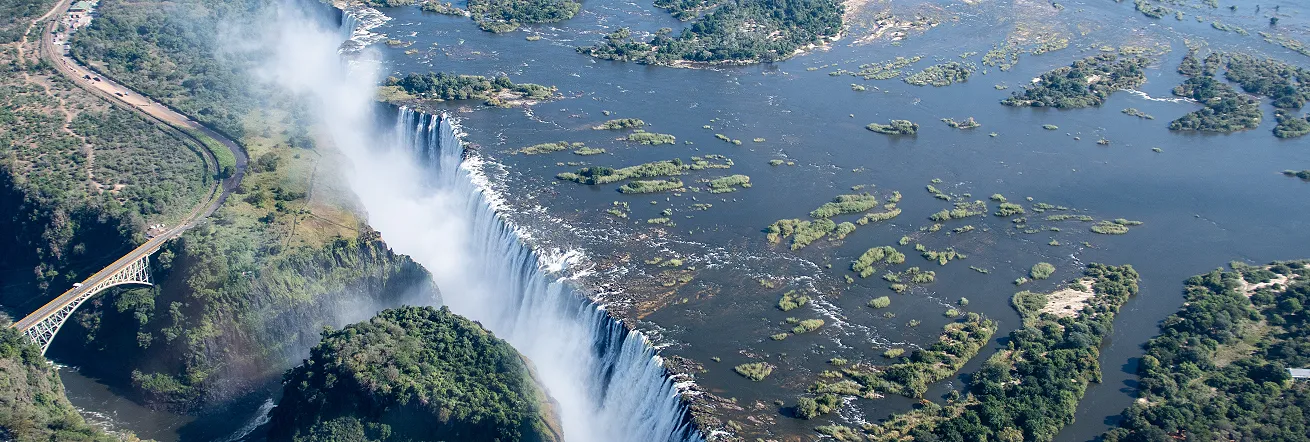 The spectacular Victoria Falls on the Zambezi River