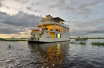 Chobe Princess moored in the evening light