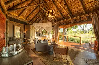 Luxury rooms overlooking the Moremi Game Reserve