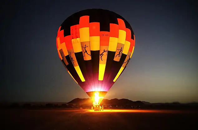 The balloon ready for take off just before sunrise, Namib Sky Balloon Safaris