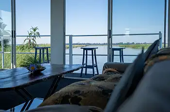 Views over the river from the lounge
