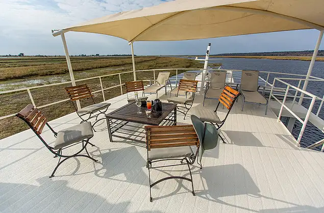 The top deck of the Pangolin Voyager, perfect for game viewing