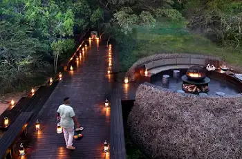 Romantic candlelit walkways at Phinda Forest Lodge