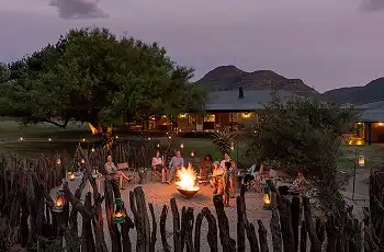 Sundowners around the boma, Samara Karoo Reserve