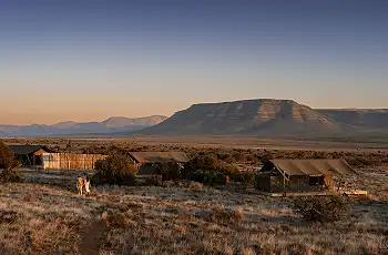 Sunset over Plains Camp, Samara Karoo Reserve