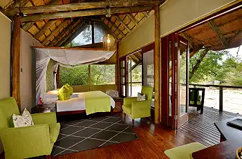Room interiors at Rhino Post Safari Lodge