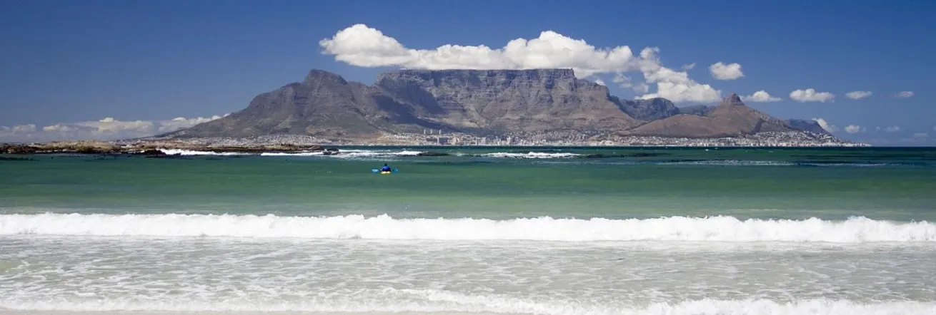 Table Mountain as seen from the 'Table View' side of Cape Town