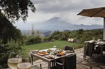 View from the terrace, Wilderness Sabyinyo Lodge, Rwanda