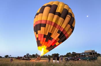 Early morning set up of the hot air balloon