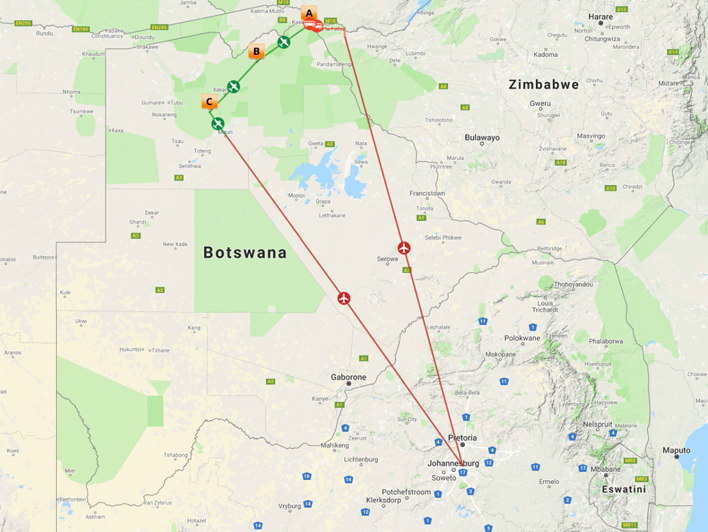 Map overview of the Safari
