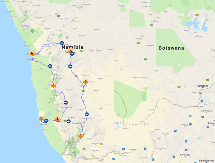 Overview Map of the Itinerary