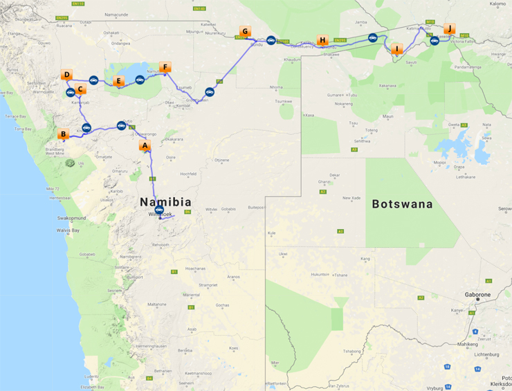 Map Overview of the Itinerary