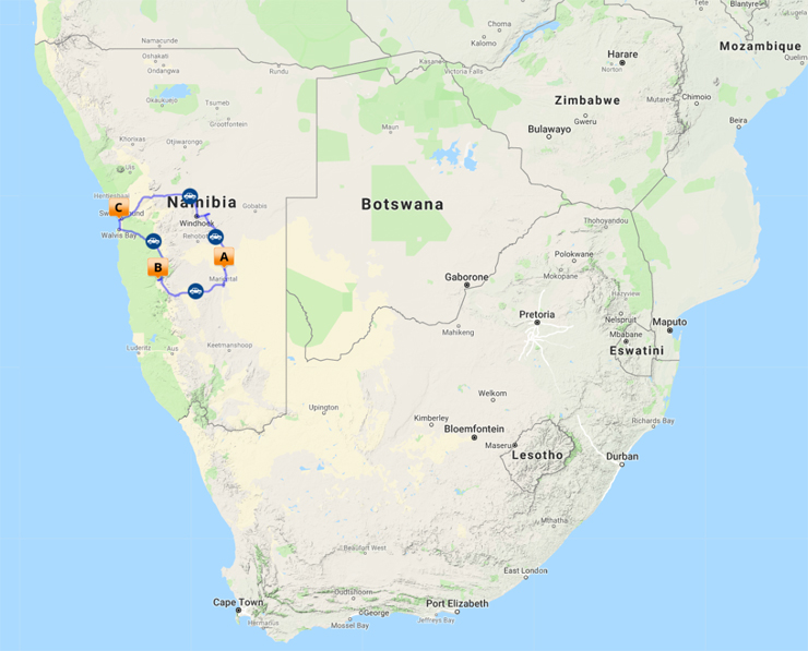Map Overview of the Itinerary