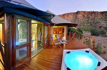 Luxury accommodation at Dwyka Tented Lodge, Sanbona Wildlife Reserve