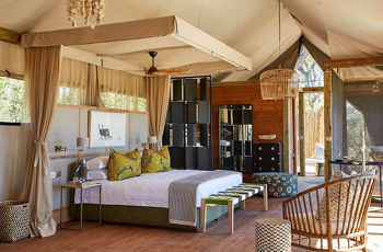 Spacious, elevated tented suites are the accommodation at Tuludi