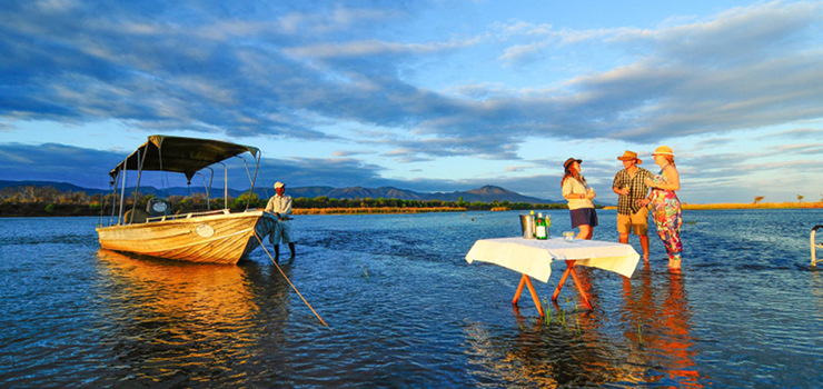 Sundowners near Royal Zambezi Lodge, Lower Zambezi