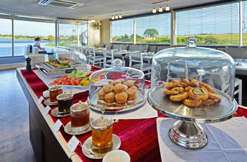 Lunch spread on the Zambezi Queen Houseboat, Chobe River