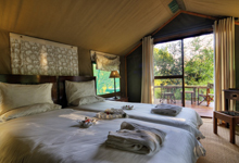 Tent interior at Camp Okavango