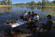 A picnic in the waters of the Selinda Spillway A picnic in the waters of the Selinda Spillway
